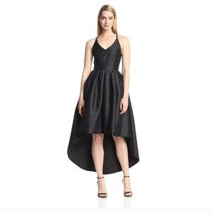 WOMEN'S GRACIA BLACK HIGH LOW BACKLESS BALLERINA EVENING DRESS GOWN SZ L $250